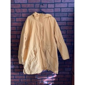 Golden yellow water resistant hooded anorak